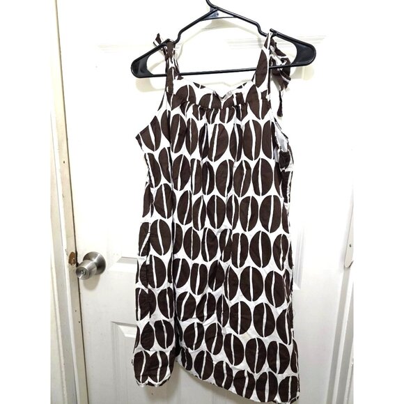 Merona Brown & White Coffee Print Sleeveless Sundress With Adjustable Tie Straps - Picture 3 of 8